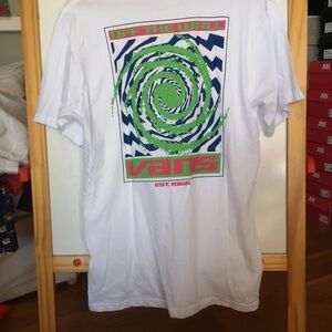Vans White and Green Spiral Graphic Tee